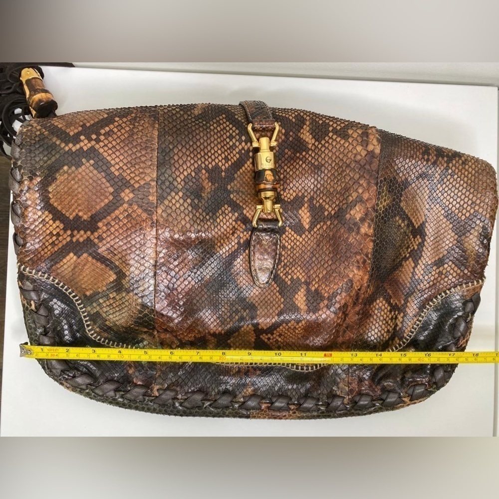 Gucci Brown & Black Python-Effect Hobo Shoulder Bag with Tassel Accent - Picture 8 of 10
